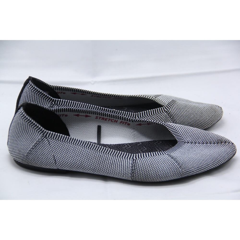 Skechers Cleo Emerald Ballet Flats Shoes Womens 8.5 Black White Slip On 158021
